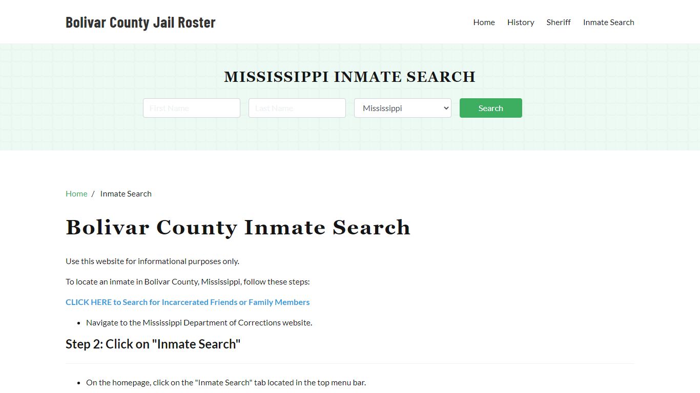 Bolivar County, MS Detainee Lookup