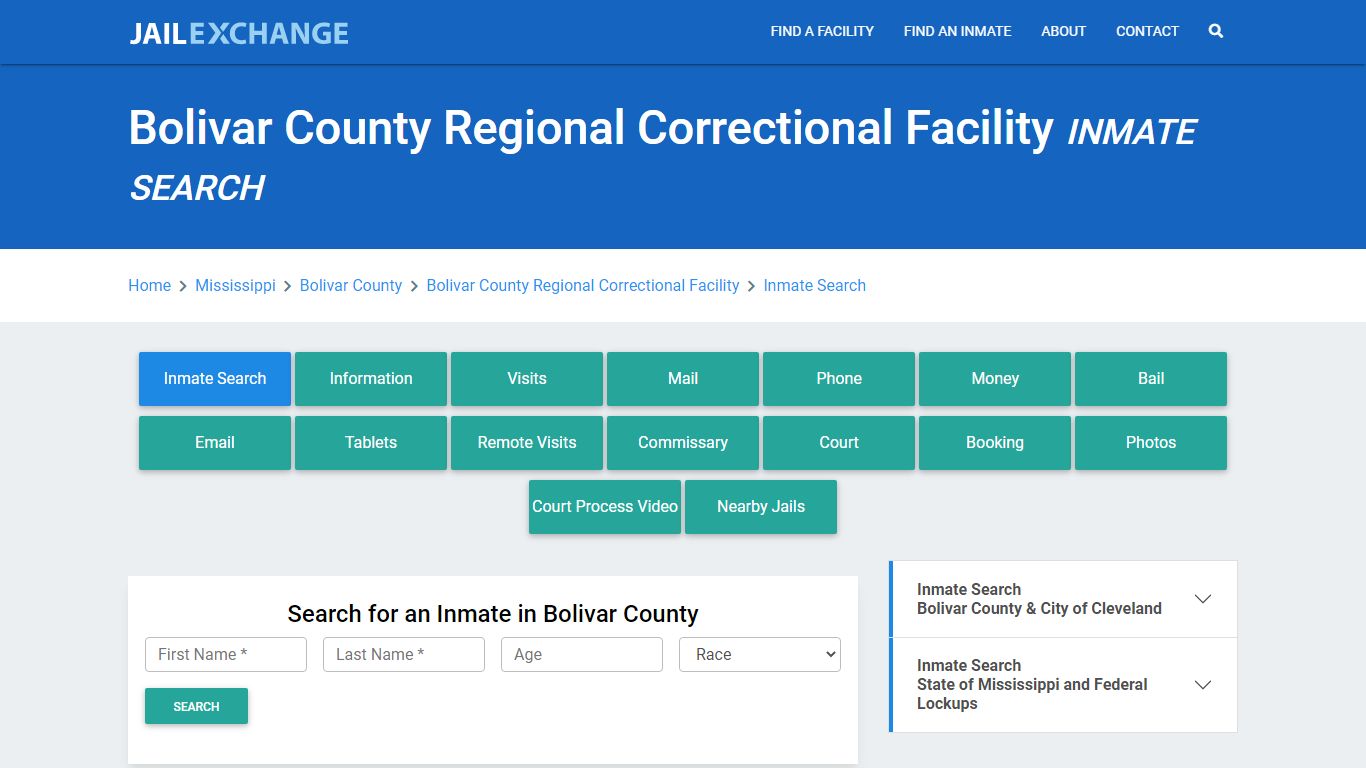 Bolivar County Regional Correctional Facility Inmate Search