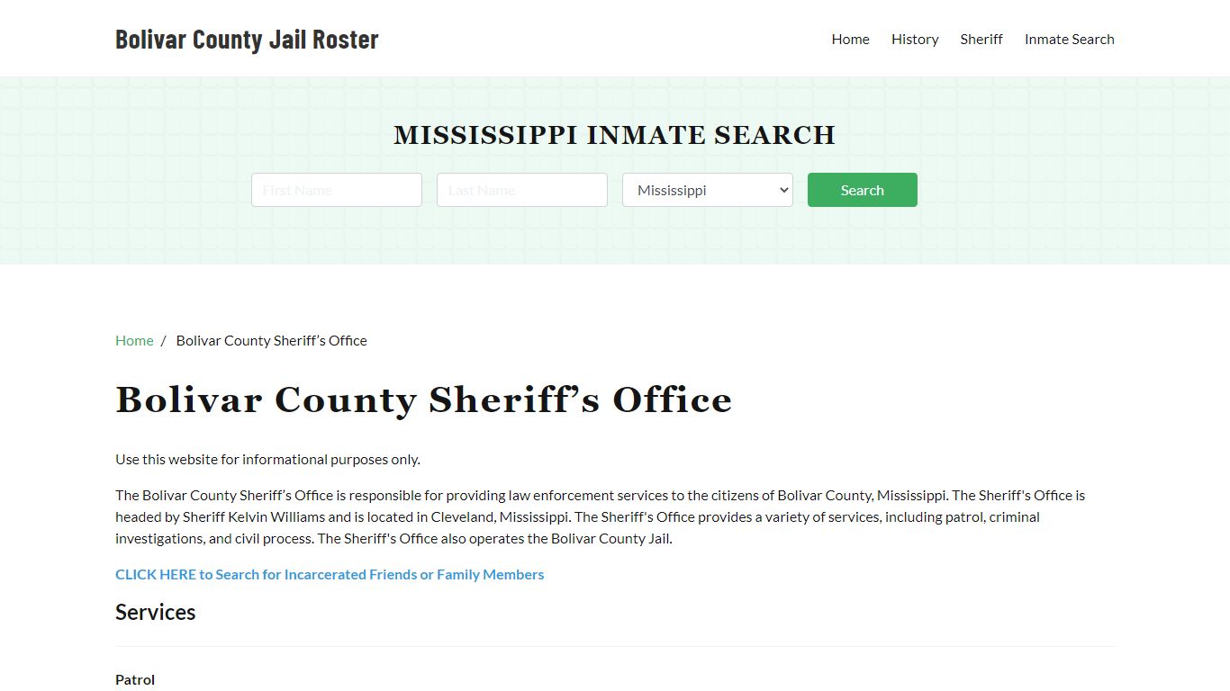 Bolivar County Sheriff Office, MS, Arrest Warrants Search